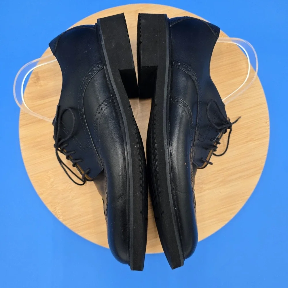 ROCKPORT MENS SHOES 8.5W WINGTIP BLACK LEATHER‎ GUNBOAT OXFORD APM11041 EUC